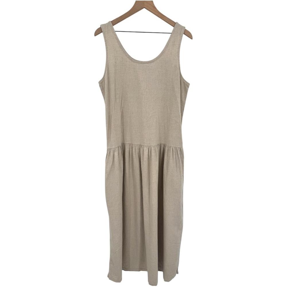 CP Shades Hand-Dyed Cotton Tank Midi Dress Natural Beige Size Medium - Picture 4 of 8